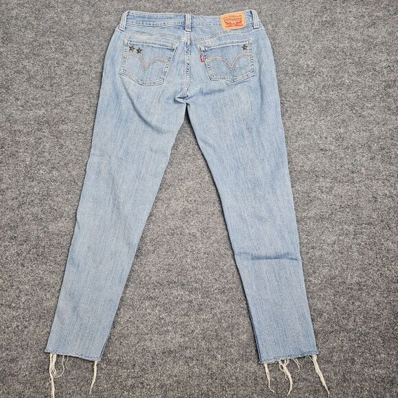 Levis Jeans Womens 28 Blue 535 Super Skinny Light Wash Denim customized 90s Y2K - Picture 11 of 13